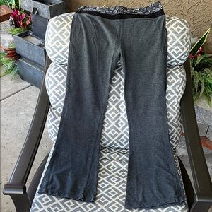 Marika Gray Leggings with Black Waistband